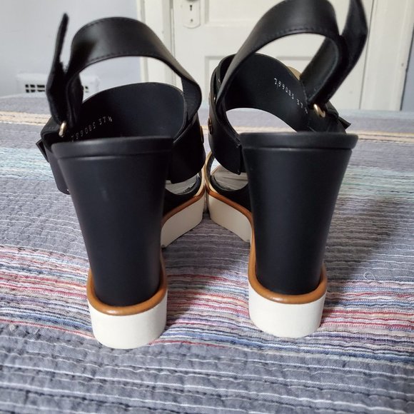 Baldinini | Black & Gold Wedge Sandals - Picture 2 of 6